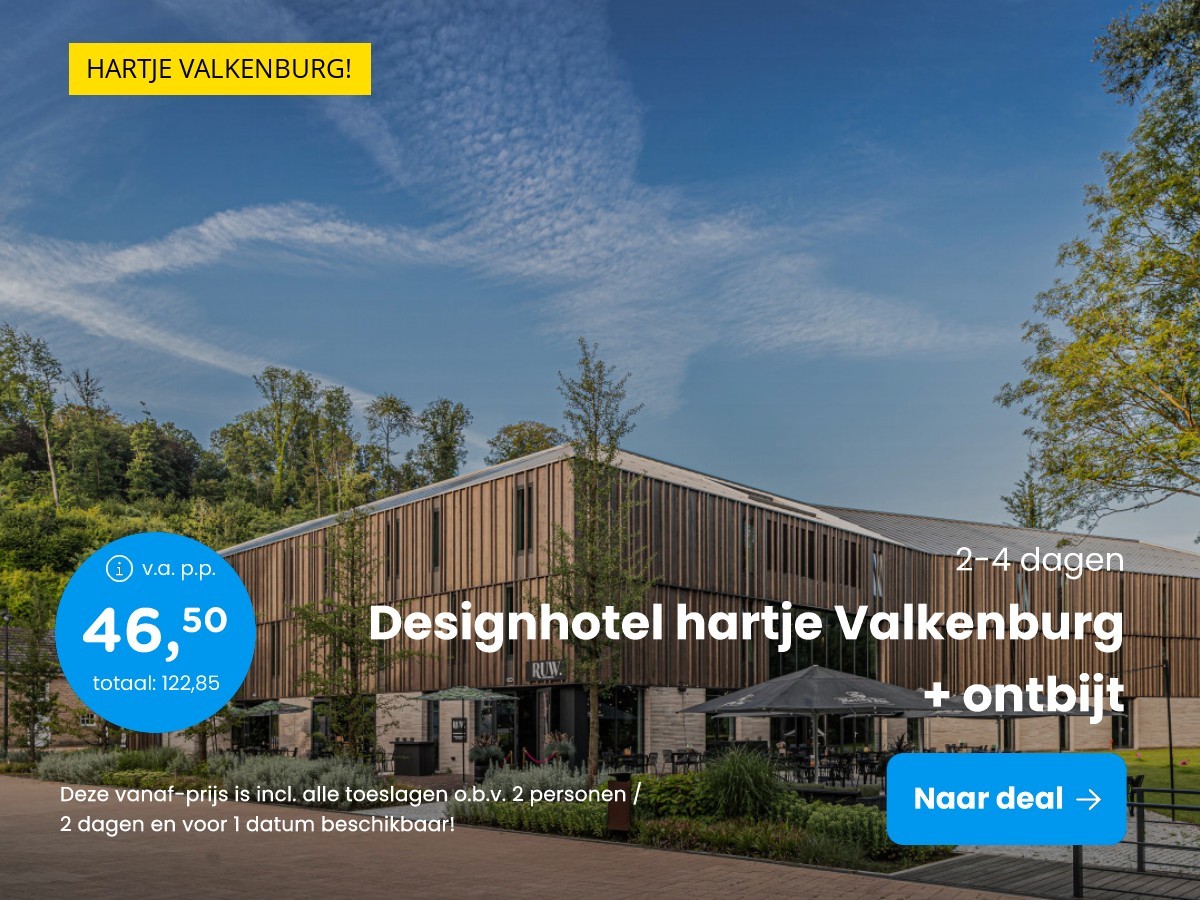Designhotel hartje Valkenburg + ontbijt