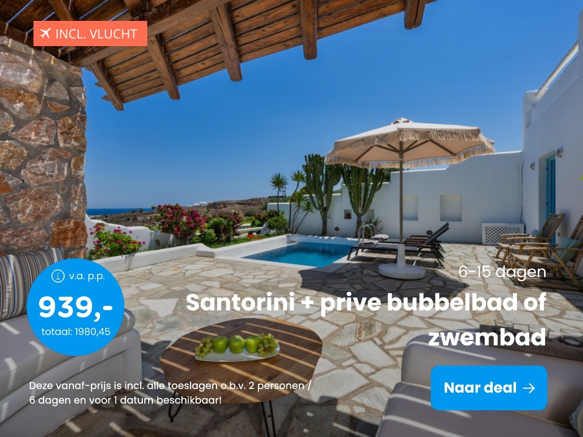 Santorini + prive bubbelbad of zwembad