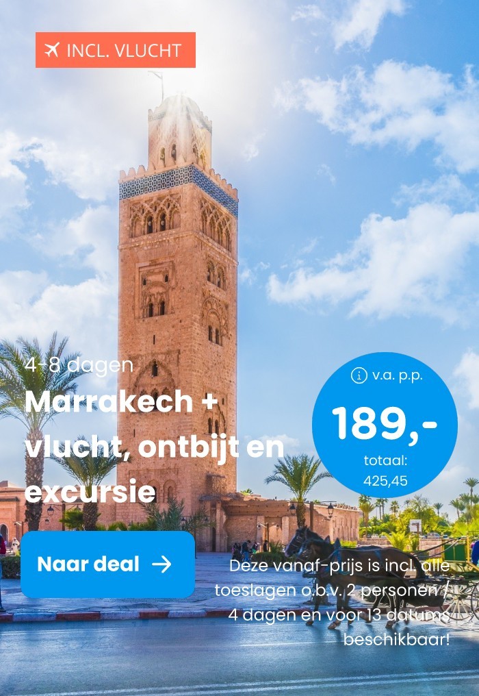 Marrakech + vlucht, ontbijt en excursie