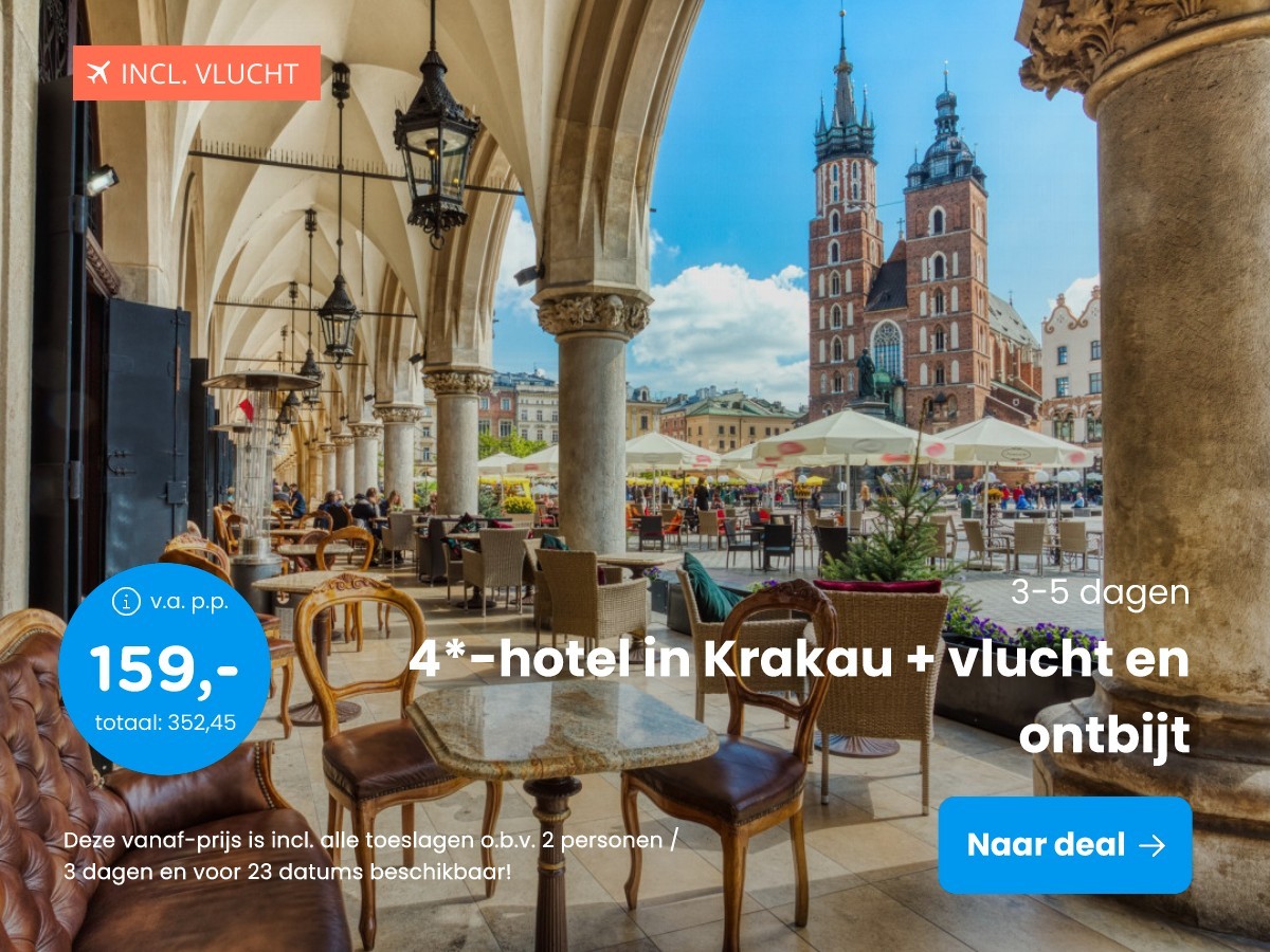 4*-hotel in Krakau + vlucht en ontbijt