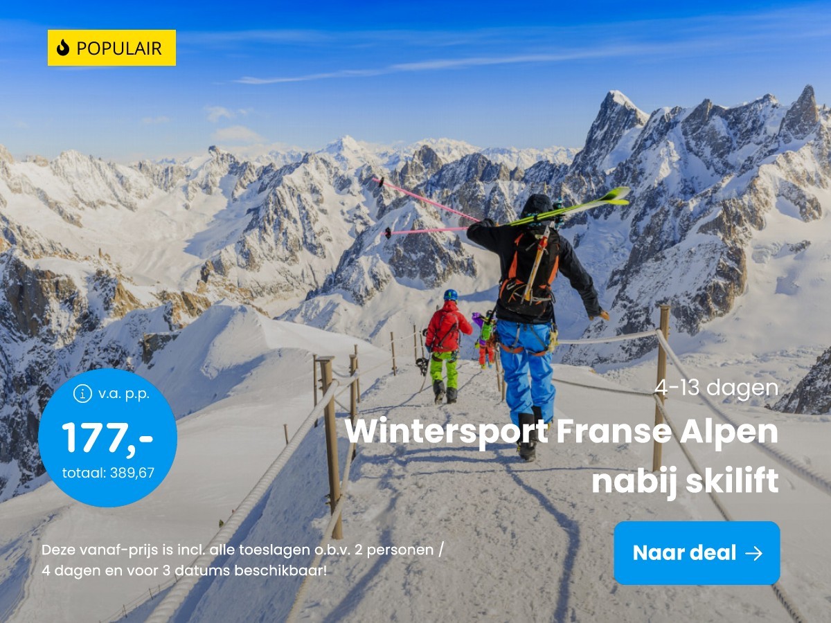 Wintersport Franse Alpen nabij skilift