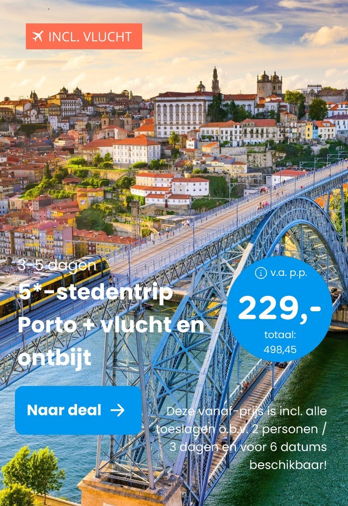 5*-stedentrip Porto + vlucht en ontbijt
